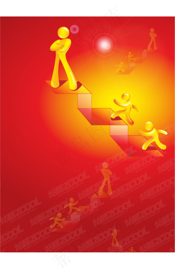 4个模型的金色插画矢量素材