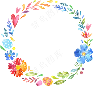 浪漫粉色唯美花朵花卉花环夏季海报素...