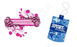 粉红蓝色花边素材