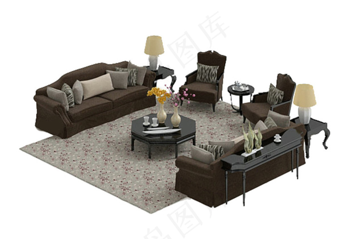 高品质沙发模型模板下载 ax