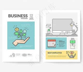 卡通自然时尚简约图标单页设计