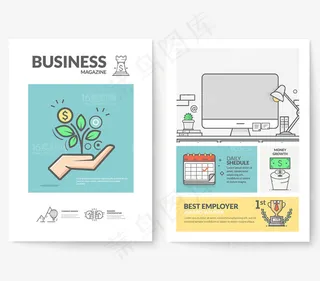 卡通自然时尚简约图标单页设计