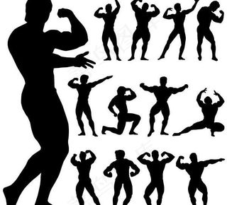 各种健身人物动作剪影矢量材料