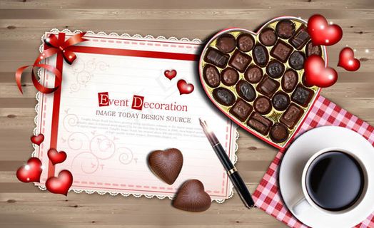 咖啡巧克力情人节PSD素材