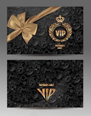 黑色花纹贵宾卡矢量素材下载