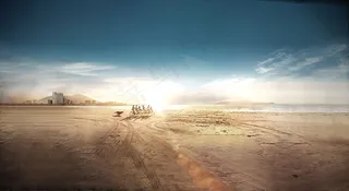 蓝天 沙滩 骑单车