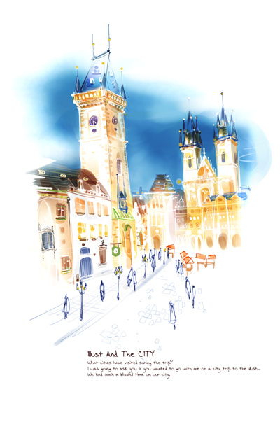 复古旅游城市素材