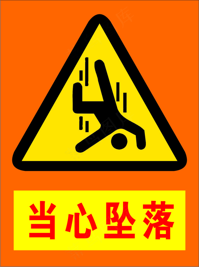 12当心坠落海报警示标志cdr矢量模版下载
