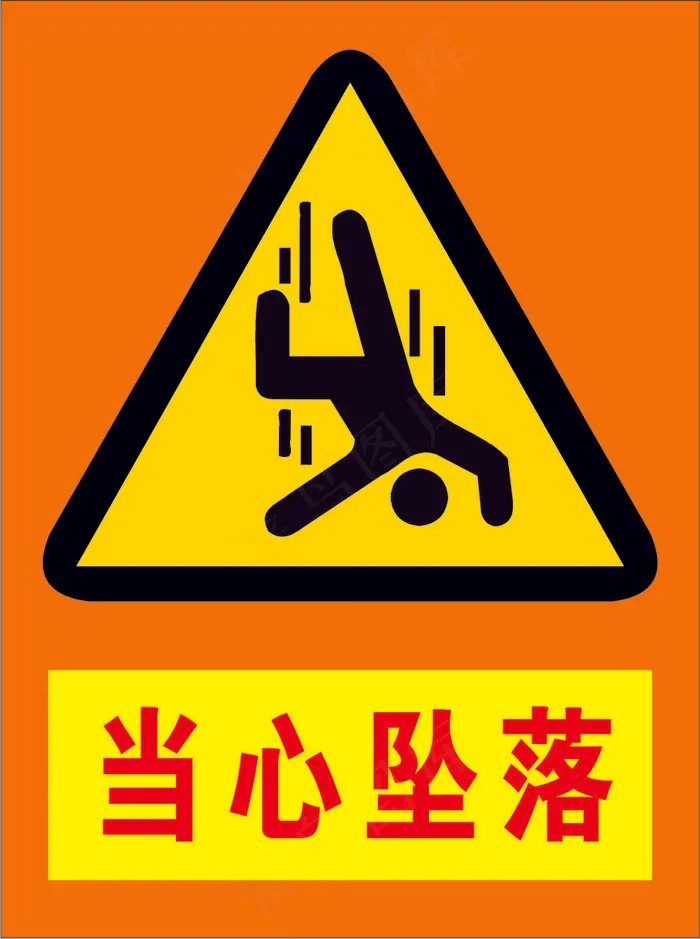 12当心坠落海报警示标志cdr矢量模版下载