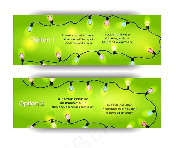 新年led灯banner素材eps,ai矢量模版下载