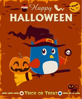 可爱万圣节猫头鹰