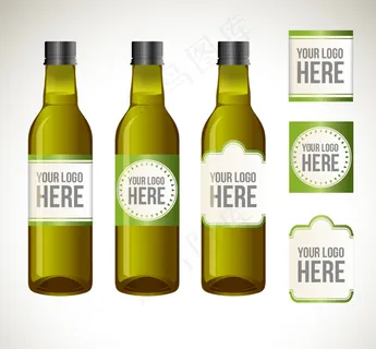 3款瓶子与标签设计矢量素材