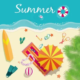 夏日海滩度假元素矢量素材