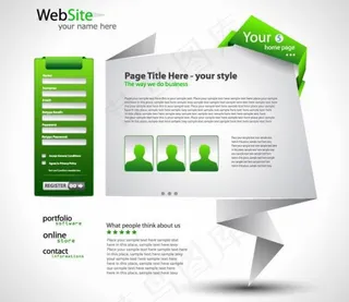 折纸网站设计矢量素材