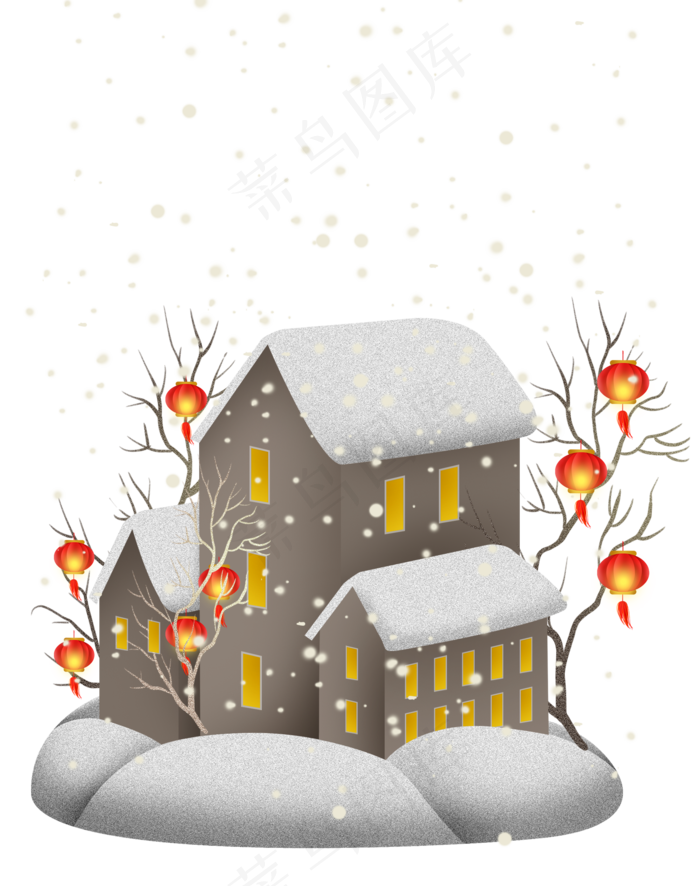 冬季雪天的房屋,免抠元素
