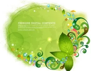 绿色的叶子和丰富多彩的花纹背景矢量