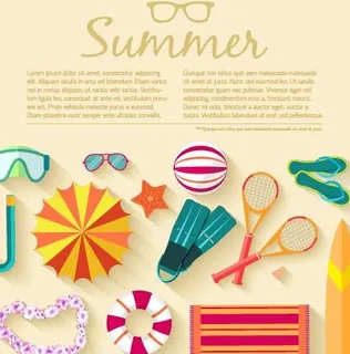 夏季旅游元素设置背景矢量02