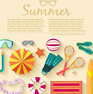 夏季旅游元素设置背景矢量02