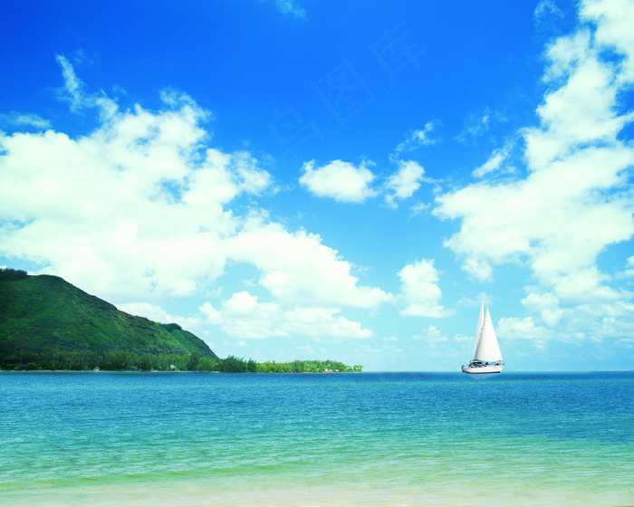 夏日海滩风景椰树图片