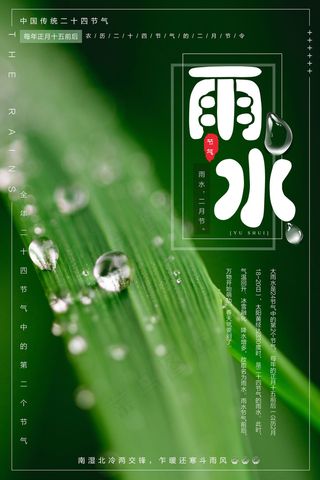 2018简约绿色中国二十四节气雨水...