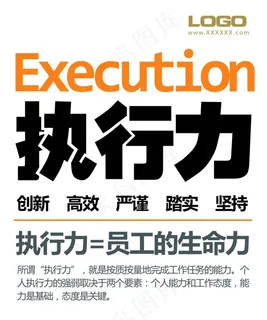 大气简洁企业宣传墙贴标语执行力文字海报
