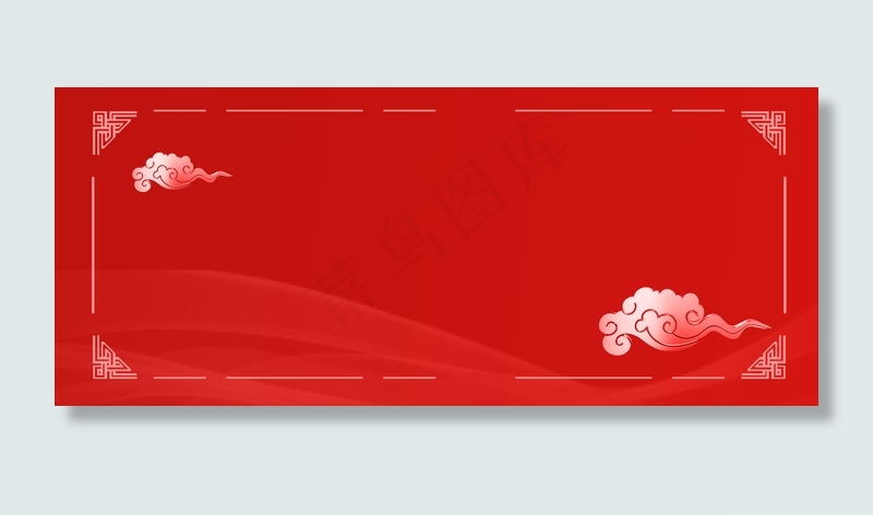 中国风简约几何线条优惠券红色背景