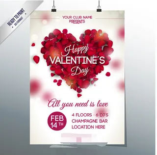 浪漫情人节玫瑰花海报