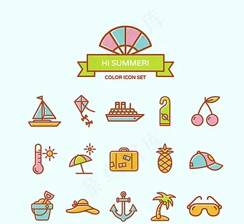 夏季卡通图标矢量图 夏季卡通图标矢量图