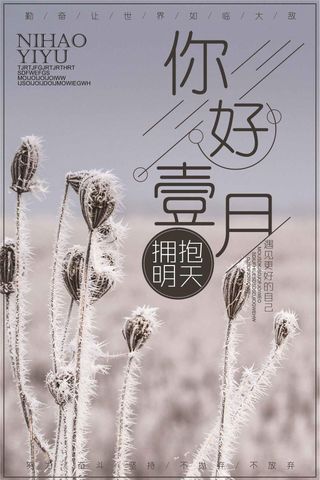 2018节约风格你好一月海报设计