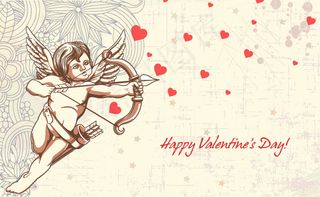 天使丘比特爱情人节矢量图背景画面