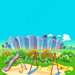 卡通城市建筑矢量图