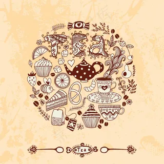 手绘下午茶插画