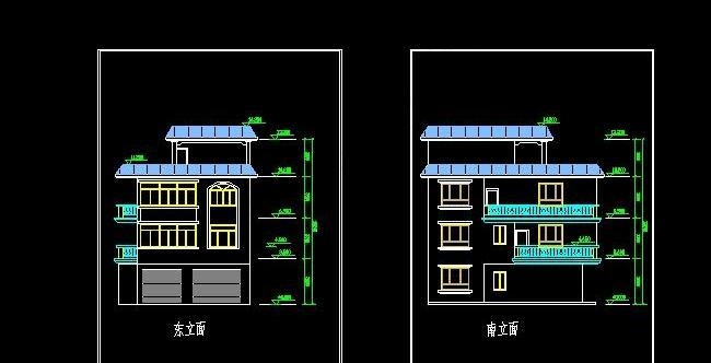 农村临街三层平屋顶房屋建筑设计图纸