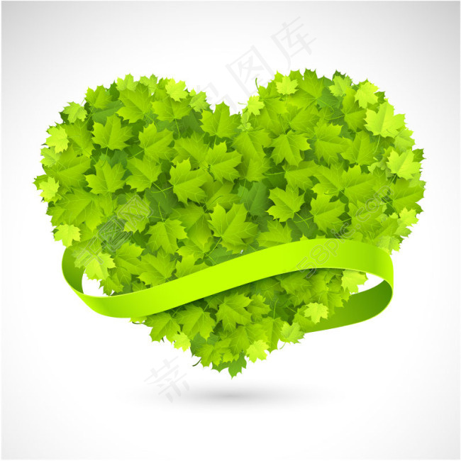 树叶爱心背景矢量素材