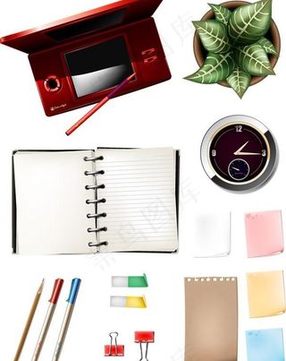 向量的桌面文具设计材料