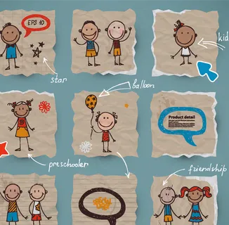 童趣儿童元素矢量素材-1