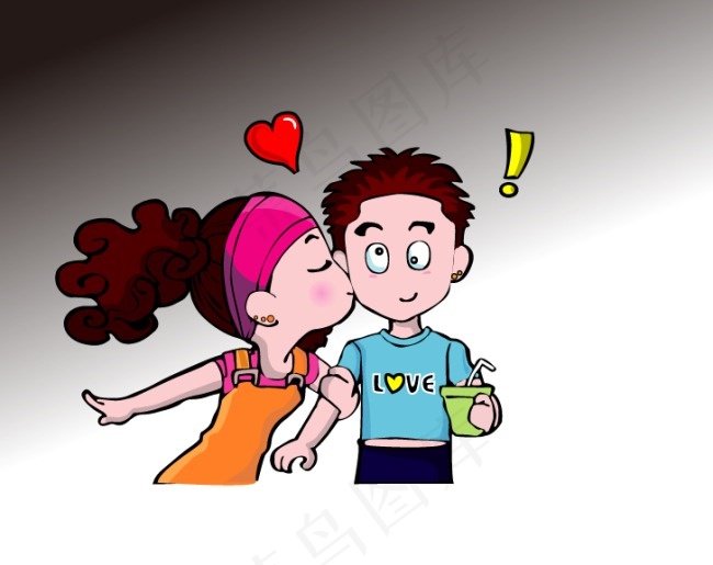 亲亲卡通情侣情人节人物素材下载