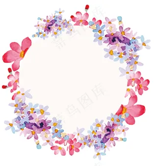 手绘水彩花环装饰免抠