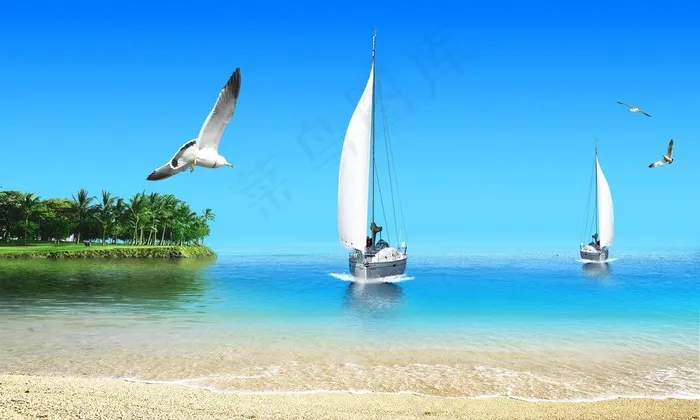 夏日海滩图片
