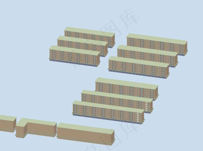 长方形简模建筑3D模型