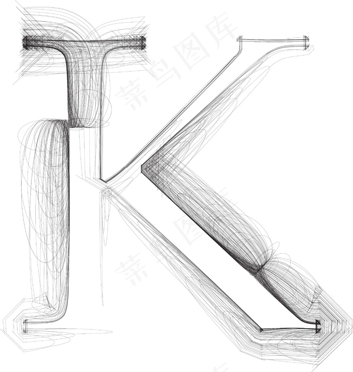 手绘字体字母K矢量插画eps,ai矢量模版下载