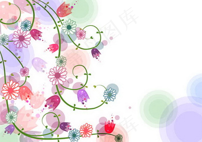 花朵藤蔓装饰图案插画矢量素材