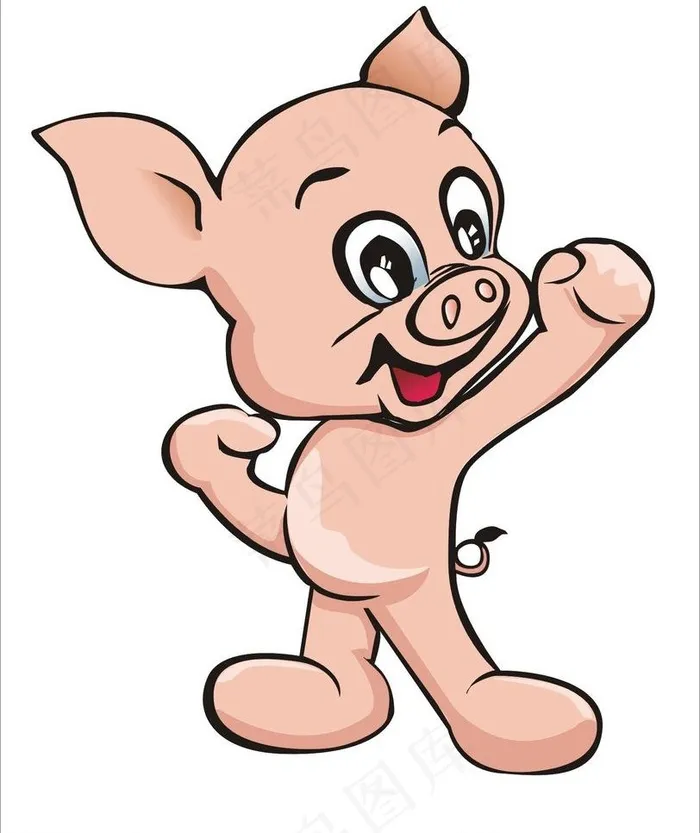 奋起卡通猪图片cdr矢量模版下载