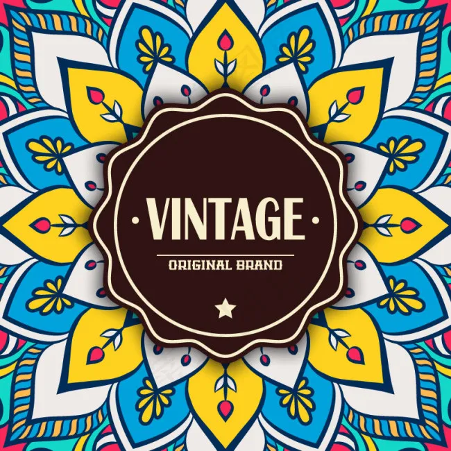 复古花型标签背景矢量素材cdr矢量模版下载