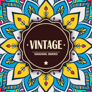 复古花型标签背景矢量素材