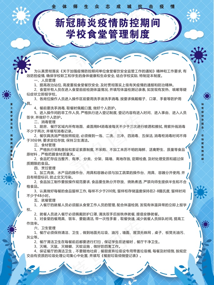 学校复课防疫制度cdr矢量模版下载