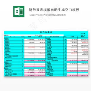 财务报表模板自动生成空白模板