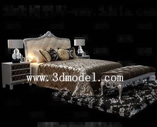 褐色和淡黄色的双床