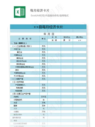 每月经济卡片