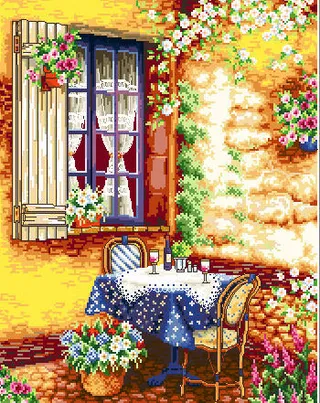 窗外美酒十字绣图片